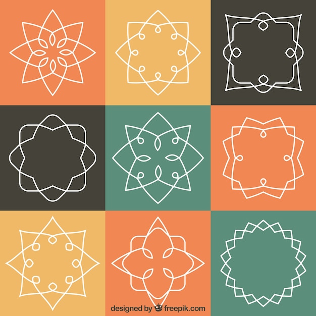 Free vector abstract outline emblems