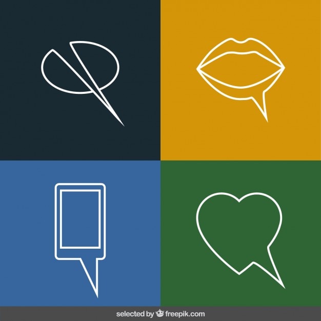 Free vector abstract outlined speech bubbles collection