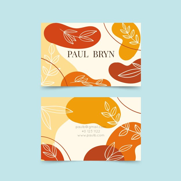 Free vector abstract painted business card template with leaves