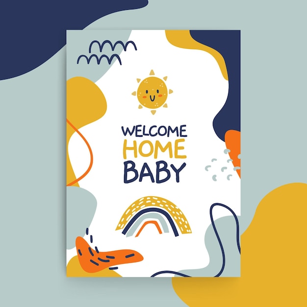 Abstract painted child-like baby cards template