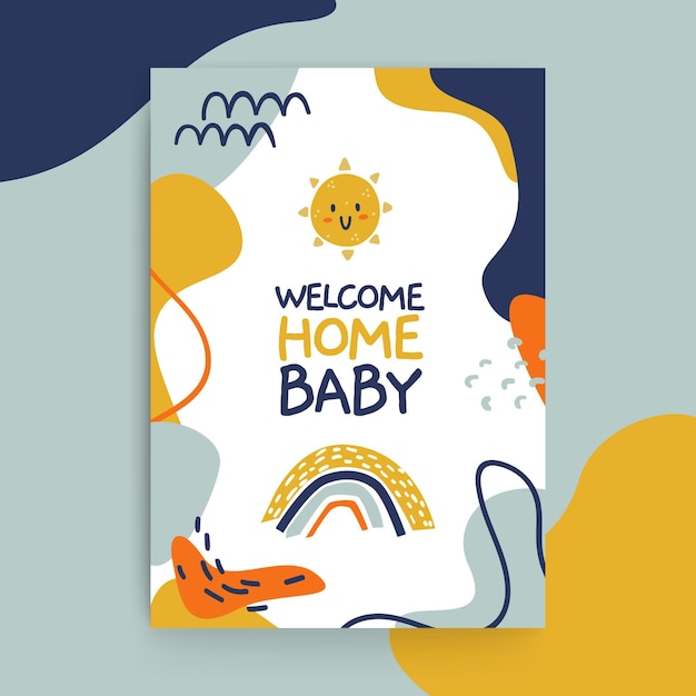 Free vector abstract painted child-like baby cards template