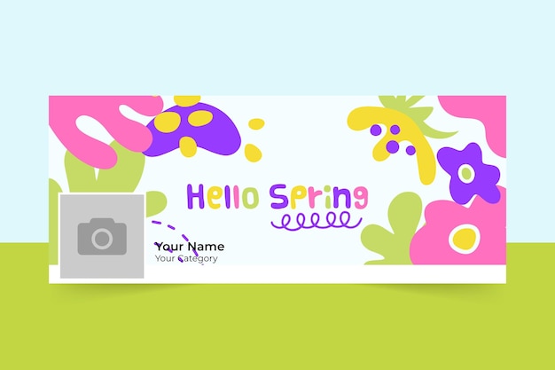 Abstract painted child-like spring facebook cover