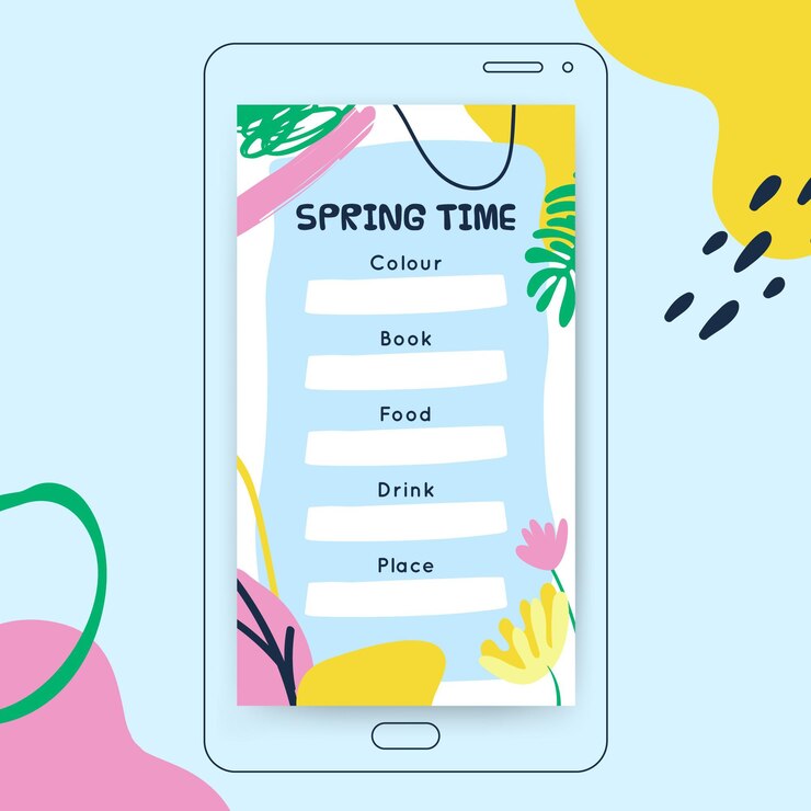 Free Vector abstract painted child-like spring instagram story