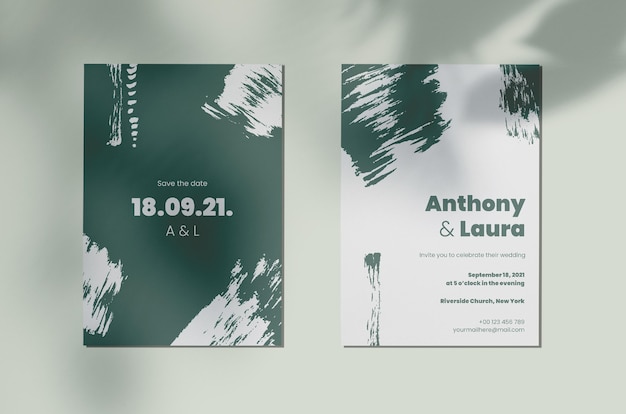 Free vector abstract painted monochromatic wedding invitation