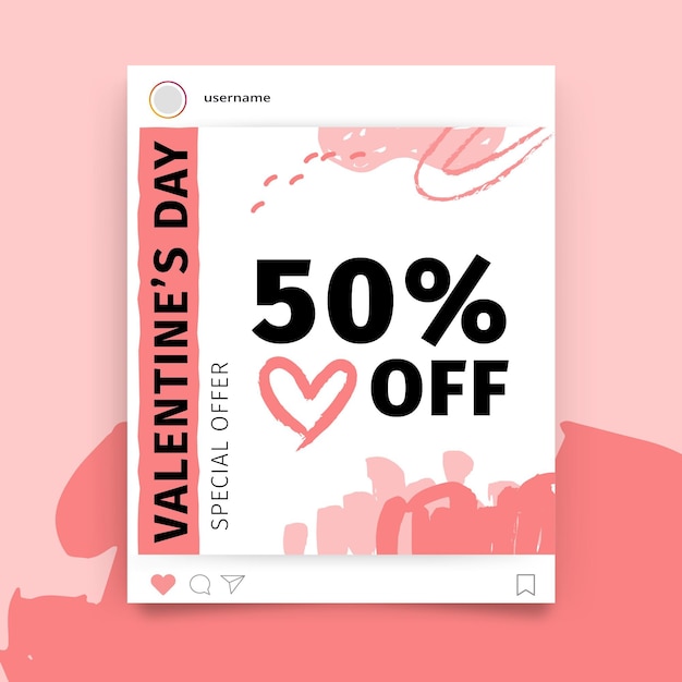 Free vector abstract painted monocolor valentine's day instagram post