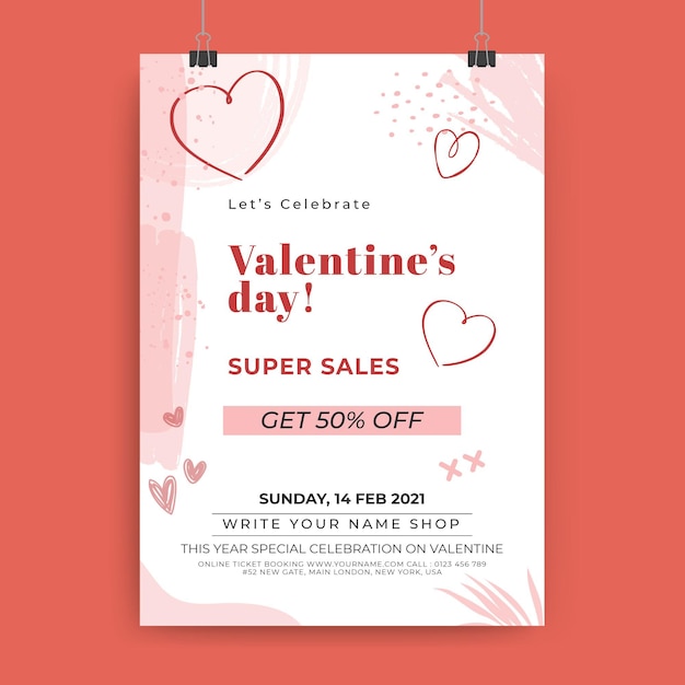 Free vector abstract painted monocolor valentine's day poster