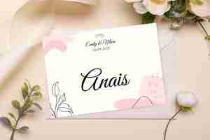 Free vector abstract painted monocolor wedding place card template