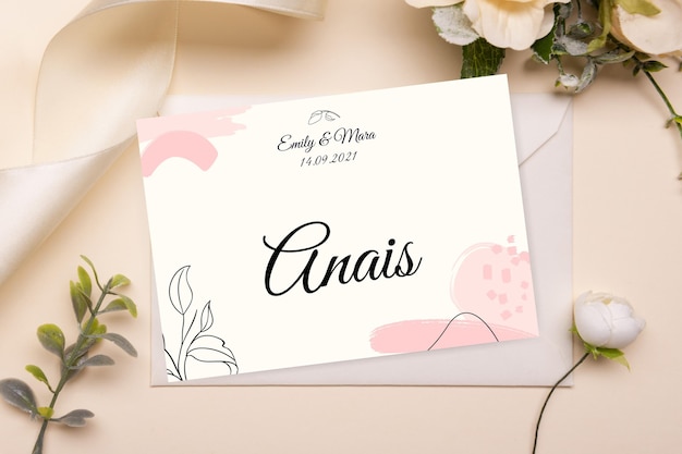 Abstract painted monocolor wedding place card template
