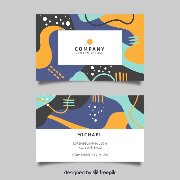 Abstract painted shapes business card template