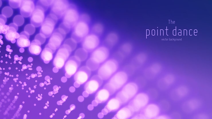 무료 Vector 추상 입자 파, 필드의 얕은 깊이와 포인트 배열. 미래의 그림입니다. 데이터 포인트의 디지털 스플래시 또는 폭발.