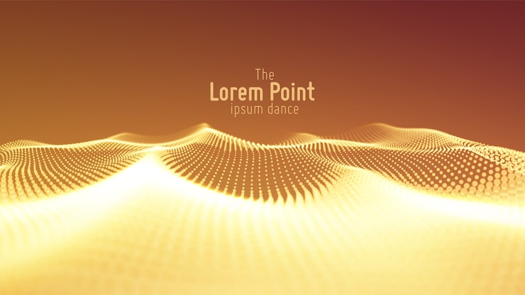 무료 Vector 추상 입자 파, 필드의 얕은 깊이와 포인트 배열. 미래의 그림. 기술 디지털 스플래시 또는 데이터 포인트의 폭발.