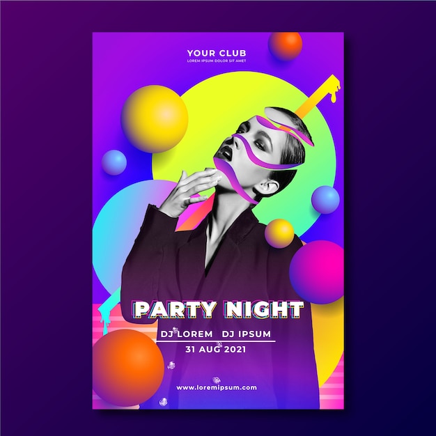 Free vector abstract party night poster template