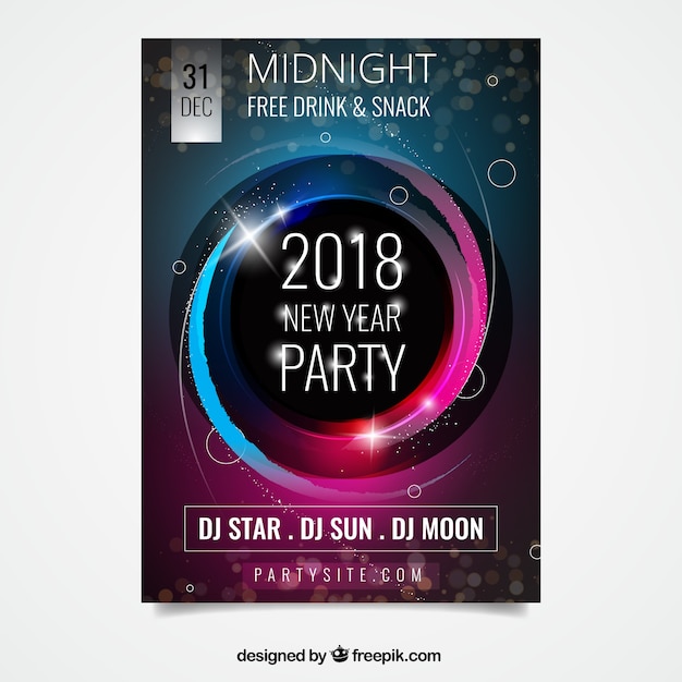 Abstract party poster for new year with pink and blue elements