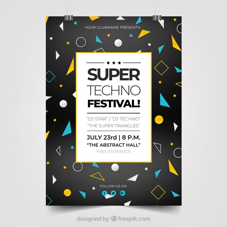 Free Vector abstract party poster template with geometric design