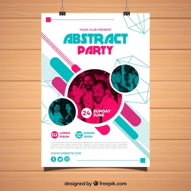 Free vector abstract party poster template with geometric shapes