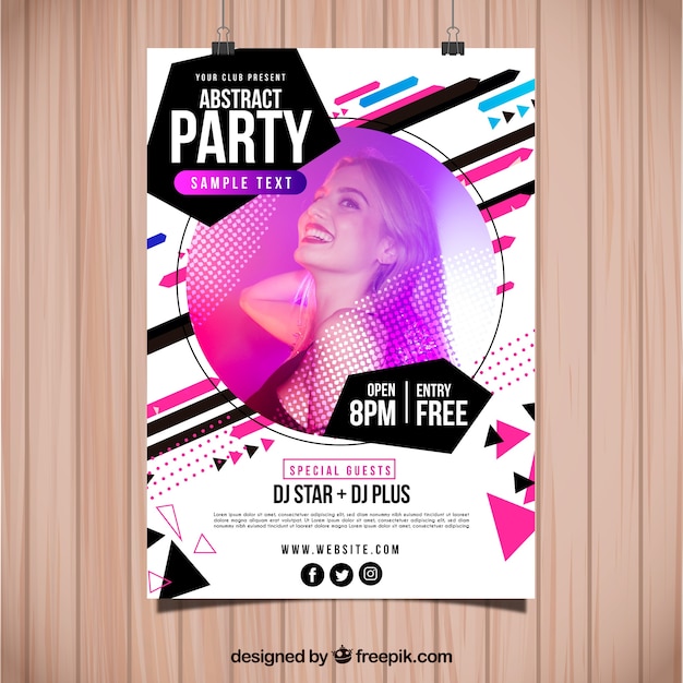 Abstract party poster template with photo