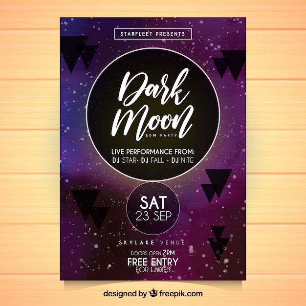 Free vector abstract party poster with the moon