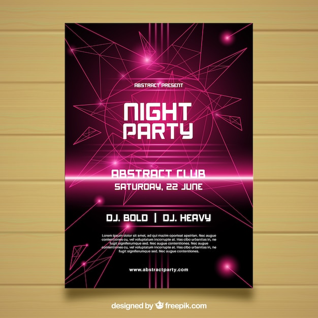Free vector abstract party poster with neon lights