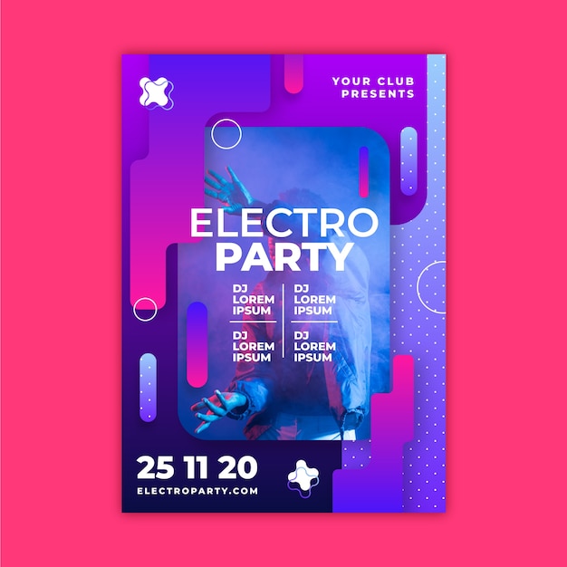 Free vector abstract party poster with photo