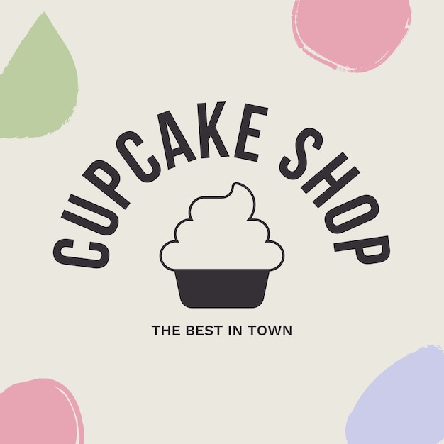 Free vector abstract pastel cupcake shop logo template