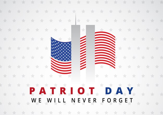 Abstract Patriot Day background with twin towers and flag