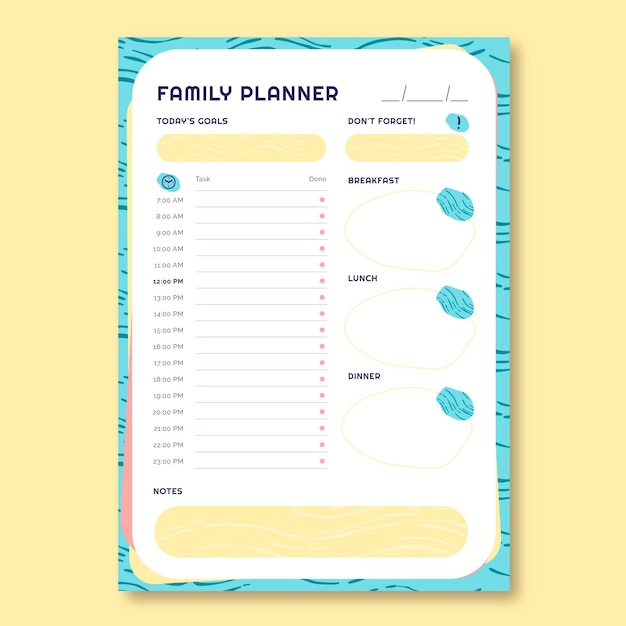 Abstract pattern family planner