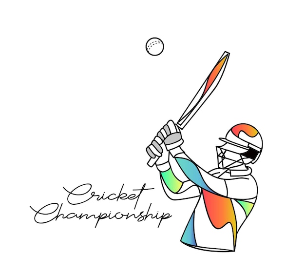 Abstract pattern with batsman and bowler playing cricket championship background