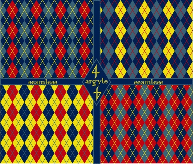 Free vector abstract patterns set made with argyles