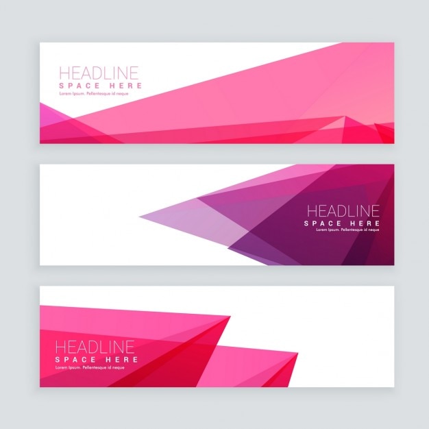 Free vector abstract pink geometric shape banners