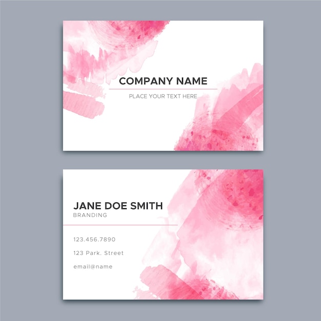 Abstract pink paint brushes business card