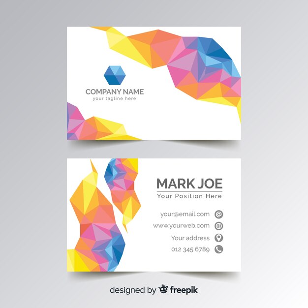 Abstract polygonal colourful business card template