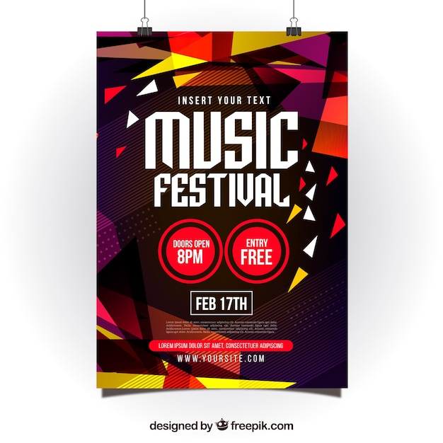 Abstract poster design for music party with colorful shapes