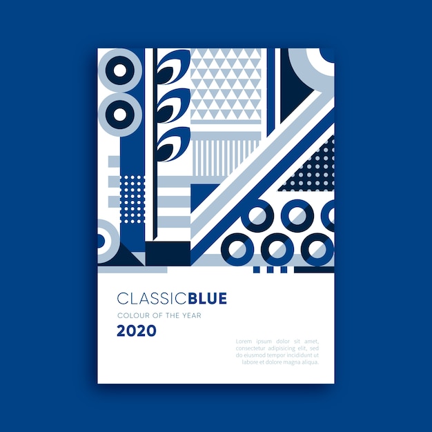Abstract poster with different blue shapes