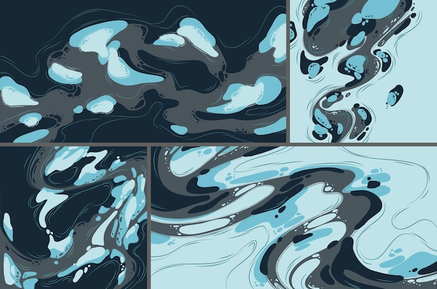 Abstract posters with liquid blobs flow shapes