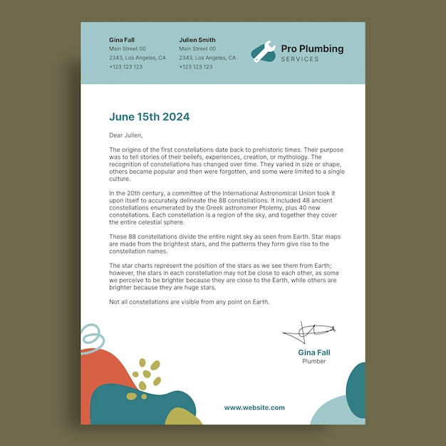 Abstract pro plumbing services letterhead