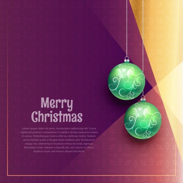 Abstract purple background of green christmas balls