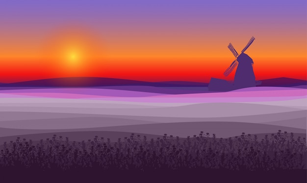 Free vector abstract purple field landscape