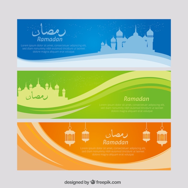 Abstract ramadan banners with waves