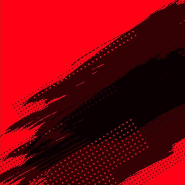 Abstract red background with black grunge and halftone