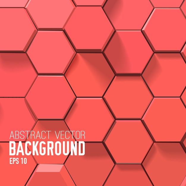Abstract red background with geometric hexagons