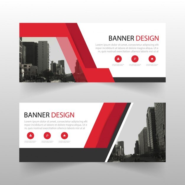 abstract red banner with geometric shapes