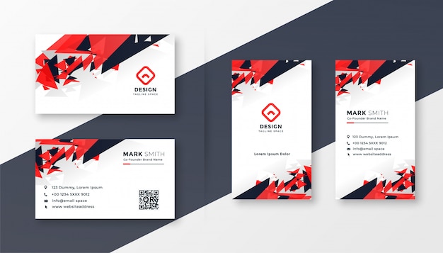 Abstract red and black business card design