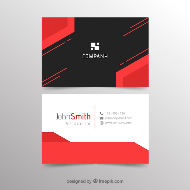 Abstract red and black business card template