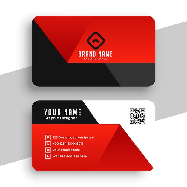 Abstract red and black elegant business card template