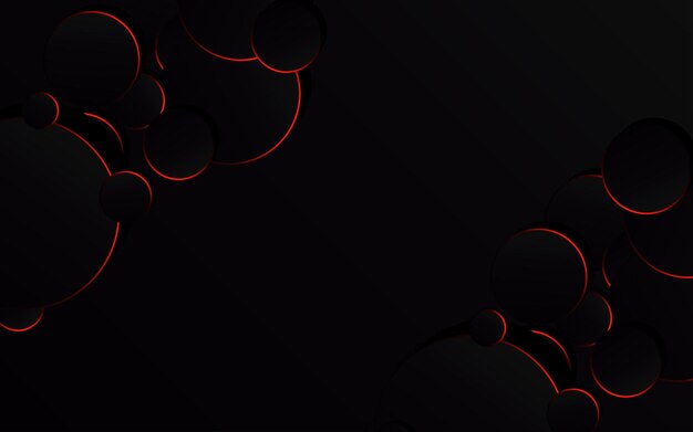 Abstract Red Circle on black background technology