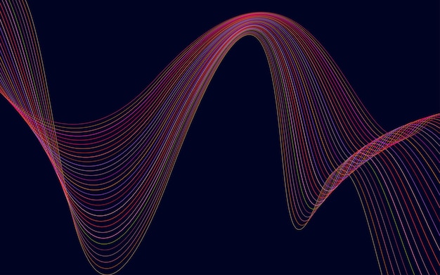 무료 벡터 추상 붉은 색 기술 라인 웨이브 배경