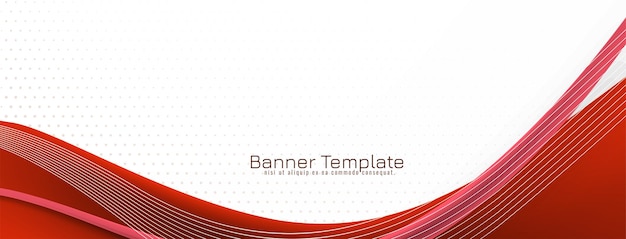Abstract red color wave style modern banner design