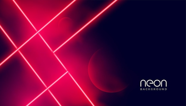 Vettore gratuito sfondo di linee di luce al neon geometriche rosse astratte