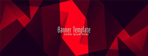 Abstract red geometric polygon design banner 