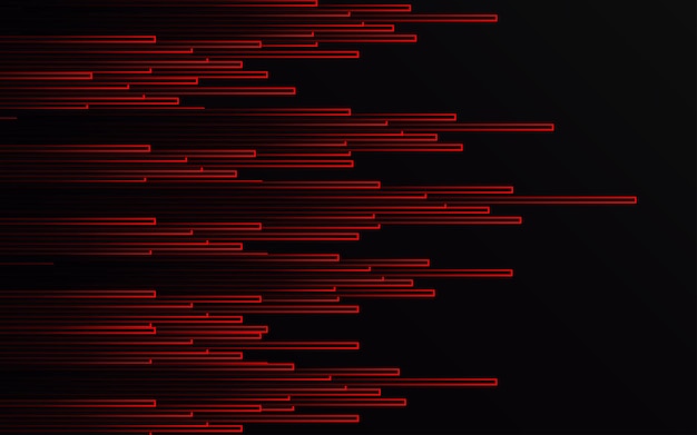 Free vector abstract red light lines pipe speed zoom on black background technology